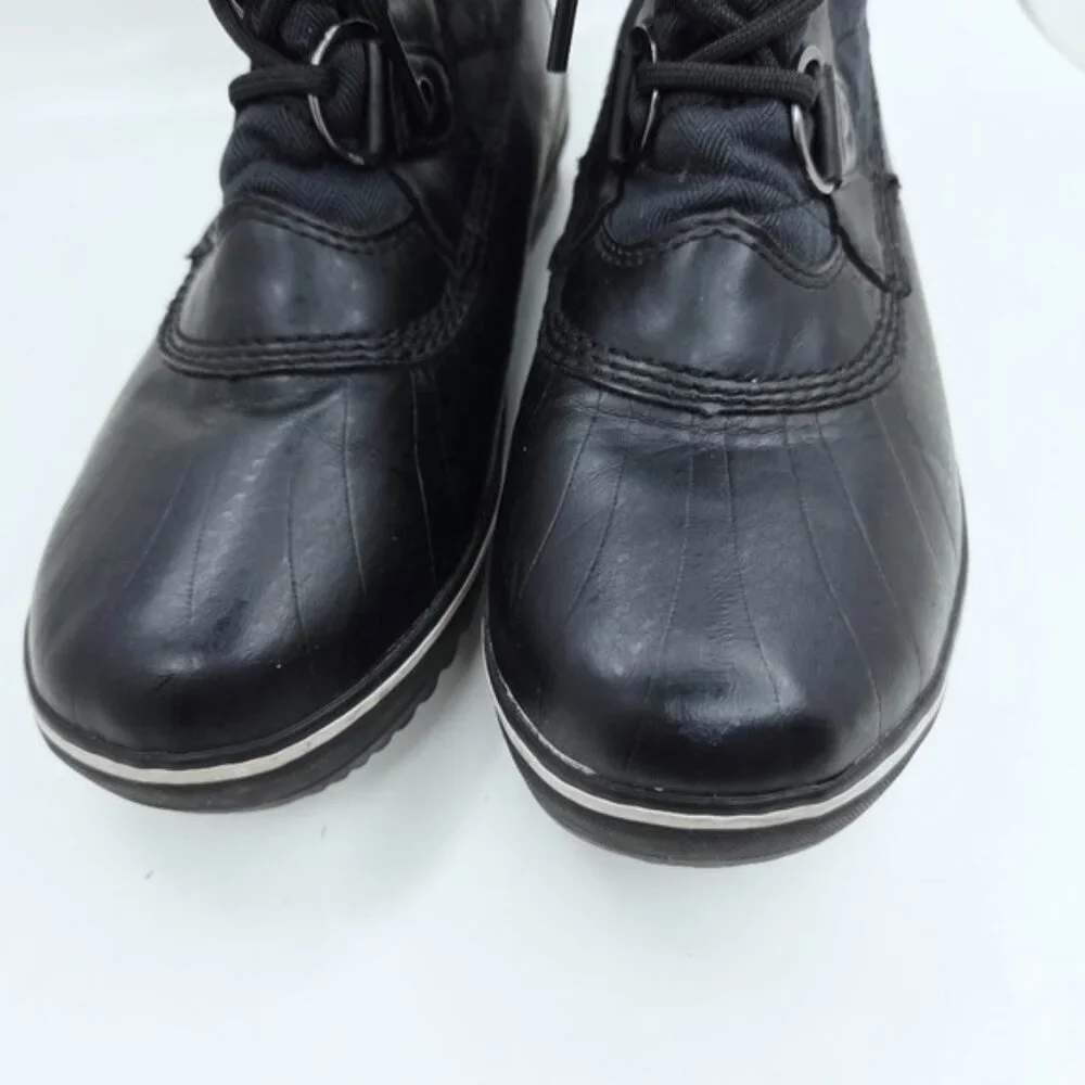 JBU Lorna Black Faux Fur Lined Quilted Lace Up Winter Snow Boots Women's Size 6